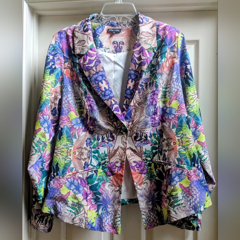 City Chic Women's Vibrant Floral Blazer - Multicolor